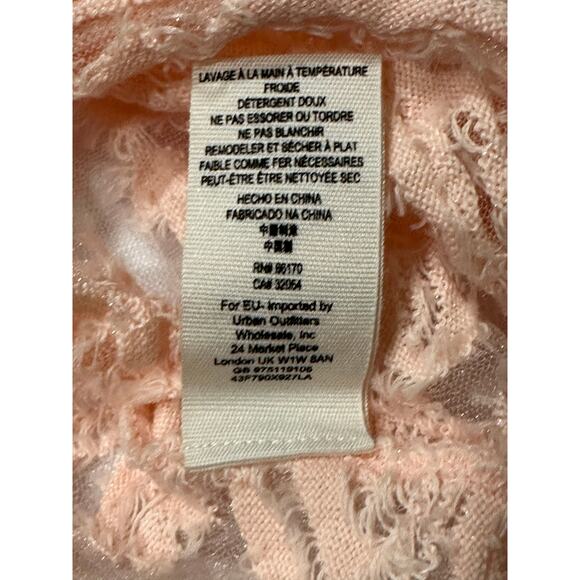 Free People Sheer Lace Textured Long Sleeve Top Blush Size M Romantic Coquette - Picture 8 of 8